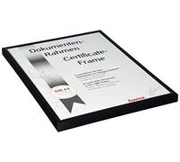 Hama Plastic Frame, Black, Universell | Frame for diploma and certificate, reflective protective glass, minimalist slim profile, wall mounting in portrait format