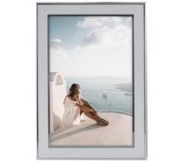 Hama Portrait Frame Aluminium Silver Extra Wide | Portrait frame, portrait format, landscape format, hanging device, stand, velvet, picture format 15 x 20 cm