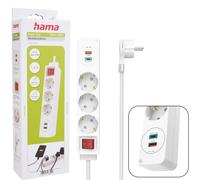Hama Power Strip 3-Way with 2x USB-C USB Charger Switch Multiple Socket