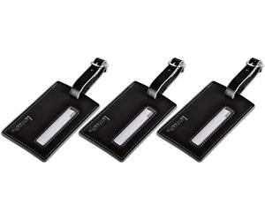 Hama Premium Leather Luggage Tag with Discreet Address Label - Black