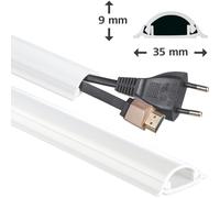Hama 73 020617 Cable Duct Semicircular, Small Profile - 30 mm wide x 9 mm deep, 1 Metre, WHITE
