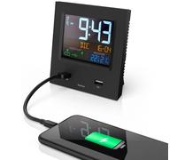 Hama Radio Alarm Clock DCF Radio Clock Digital Silent USB Charger 2X Alarm