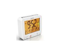Hama Radio-Controlled Alarm Clock RC550 (Sensor-controlled Night Light, Snooze, Temperature and Date Display) ? Black, Plastic, White, 9.5 cm