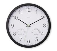 Hama “Santorini” Wall Clock, No Ticking, w. Thermo/Hygrometer, Ø 30cm, black