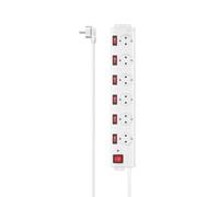 Hama - Schuko 6 position power socket, Schuko plug, 1.4 meter cable, general switch and control for each single socket, wall mount