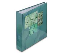Hama Singo II Photo Album with Pocket and Memo Area (200 Photos 10 x 15 cm, 100 Pages, Size 22.5 x 22 cm, Memory Card Pocket, Leaf Design) Green