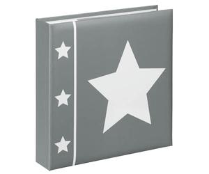 Hama "Skies" Photo Album, Grey | Memo Album With 100 Pages, For Inserting 200 Photos in 10x15 Format, Star Motif, 22.5cm x 22cm