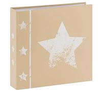 Hama "Skies" Slip-In Photo Album (Memo album with 100 pages, for inserting 200 photos in 10x15 format, Star motif, 22.5cm x 22cm), Beige photo book