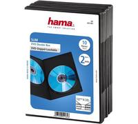 Hama Slim Double DVD/CD Cases | Pack of 10 | Space Saving | Black