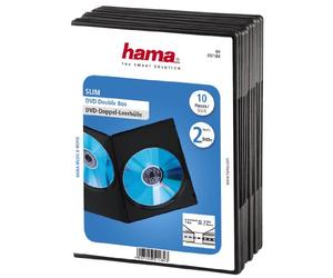 Hama Slim Double DVD/CD Cases | Pack of 10 | Space Saving | Black