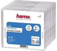 Hama Slim Double DVD/CD Cases | Pack of 25 | Space Saving | Transparent