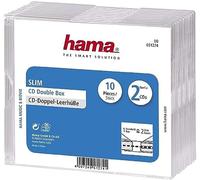 Hama Slim Double DVD/CD Jewel Case Pack of 10, Transparent | Super slim jewel case for two CD/DVD's plus inlay card, ideal replacement for broken or lost cases