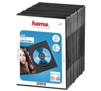 Hama Slim DVD/CD Jewel Case Pack of 25, Black | Super slim jewel case for a single CD/DVD plus inlay card, ideal replacement for broken or lost cases