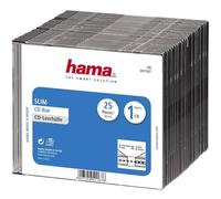 Hama Slim DVD/CD Jewel Case Pack of 25, Transparent & Black | Super slim jewel case for a single CD/DVD plus inlay card, ideal replacement for broken or lost cases