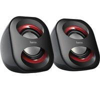 Hama Sonic Mobil PC Speakers x2 | USB3.0 | 3.5 mm Jack | 3 Watt Active Speakers | Black/Red