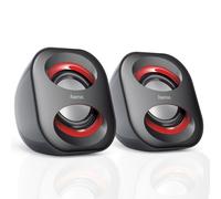 Hama Sonic Mobil PC Speakers x2 | USB 3.0 | 3.5 mm Jack | 3 Watt Active Speakers | Black/Red | Stereo