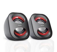 Hama Sonic Mobil PC Speakers x2 | USB3.0 | 3.5 mm Jack | 3 Watt Active Speakers | Black/Red