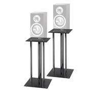 Hama Speaker Stands, Set of 2 (for Heavy Boxes, with Cable Management, Vibration Damper, Universal Speaker Stand, 64 cm Height, Max. 30 kg) Black