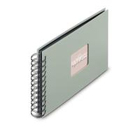 Hama Spiral Album Fine Art 24 x 17 cm 50 Black Pages Sage | Paste and Write Memories, 50 Sheets with Protective Glass Paper, Holds 50 Photos 10 x 15 cm, Green