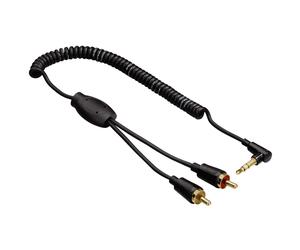 Hama Spiral Cable AUX 3.5mm Jack Plug > 2x RCA Cinch Cable Audio Adapter