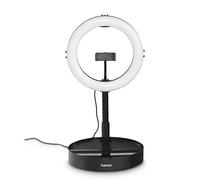 Hama "SpotLight FoldUp 102 II" LED Ring Light, Black | Foldable & compact, extends up to 138cm, 3 stage colour temperature adjustments, 10-stage light intensity, 1/4" connection