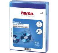 Hama Standard Blu-ray Double Jewel Case, pack of 3, Blue | Designed to hold two Blu-Ray discs, booklet holder inside, with foil for fixing the cover