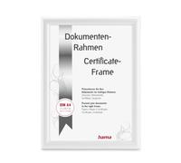 Hama Swing Picture Frame 21 x 29.7 cm (Ideal for Certificates and Documents in DIN A4, Modern Plastic Frame, for Portrait Format, for Standing/Hanging, Reflex Glass, Document Frame) White