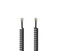 Hama Telephone Handset Coiled Cable 1.5 m (4p4c handset cable, modular telephone cable RJ10 to RJ10 plugs, retro coiled cord for analog phones, handset coiled cable) black