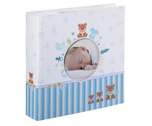 Hama Tim Memo Photo Album, Blue and White | 22.5x22cm, Insert a Photo in the Cover, Space for Notes on Each Page, for 10x15cm Pictures, 100 Pages, for 200 Photos