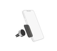 Hama Universal Aluminium Car Phone Holder with Magnetic Car Phone Holder, Air Vent Mount, 360° Swivel, Includes 2 Metal Plates, Black/Grey