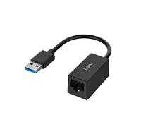 Hama USB to RJ45 Adapter (USB 3.0 to Gigabit Ethernet LAN Network Adapter 10/100/1000 Mbps, 10 Year Warranty, for Laptop, Tablet, MacBook, USB A to Router, Switch, Hub) Black