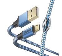 Hama USB-A to Micro-USB Reflective Cable, 1.5m, Blue | USB-A 2.0, Charging and Data Transfer Cable, Anti-Twist Reflective Cord, Braided Nylon Sheath