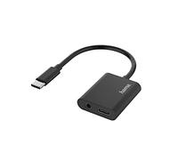 Hama USB C Audio Adapter 1 to 2, 3.5 mm Jack/USB C, Headphone Adapter, Speaker Adapter, Tablet, Smartphone, HiFi Stereo Sound, Fast Charging, USB PD, 40g, 3x8x12cm