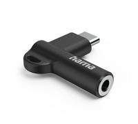 Hama USB-C AUX Adapter, 3.5mm Female Jack, Black | 90° Angled Plug