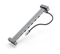 Hama Connect2Office Basic Hub Universal Powered Docking Station with Gigabit Ethernet RJ45, 2 x USB-C, 4 x USB 3.2 SD & Micro SD Connections with Removable Feet, for Laptops, Tablets, iPads & MacBooks, Silver Aluminium