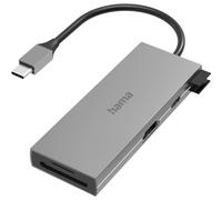 Hama USB C Hub 6 Ports (Multiport Adapter 1x HDMI 4K, 2x USB-A, 1x USB-C for Transfer Data and Charging with PD, 2x Card Reader SD and microSD, USB C Adapter 6-in-1 for Office, Home Office) Aluminium