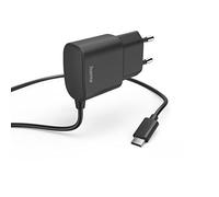Hama USB-C Mains Charger (USB-C Power Supply, Cable 1 m, 12W, 5V/2.4A, Universal Power Adapter, Replacement Charger for Samsung Galaxy, Sony, Xiaomi, Huawei, LG, HTC) Black