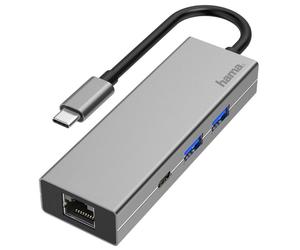 HAMA - USB-C Multiport Hub & LAN Adaptor, USB-C to 2x USB-A USB-C RJ45