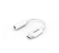 Hama USB C to 3.5 mm Jack Headphone Adapter, White | Audio Adapter, AUX Adapter, USB-C to Headphone Jack, Jack Socket, for Samsung, Huawei, iPad