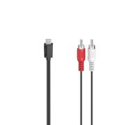 Hama USB-C to RCA Male Audio Cable (USB C to RCA Audio Cable Adapter, 10 Year Warranty, Stereo, 1.5 m) Black