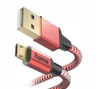 Hama USB Cable 2.0 A Male to Micro USB Charging Plug (480 Mbit/s, 3 A, Nylon, 1.5 m) Red