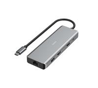 Hama USB Hub 9 Ports (4x USB-A, 1x USB-C Data, 1x USB-C Power, 2x HDMI, 1x LAN/Ethernet, Ultra HD 4K, up to 5 Gbps, MST for Multiple Screens, Thunderbold, Power Delivery) Aluminium