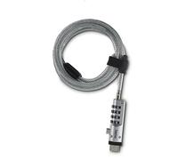 Hama USB Laptop Lock, Silver | 4-digit combination lock, Carbon steel, hook and loop cable tie, universal USB-A port lock, strong 5.5mm diameter steel cable