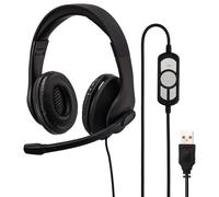 Hama USB PC Office Stereo Headset On-Ear Boom Mic, Black