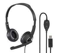 Hama USB PC Office Stereo Headset On-Ear Boom Mic, Black