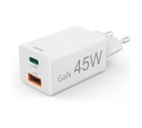 Hama Schnellladegerät, 1x USB-C PD, 1x USB-A QC, Mini-Ladegerät, 45 W, white USB