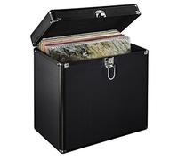 Hama Vinyl Records LP Hard Case | for 50 Vinyls | Portable | Aluminium Look | Black