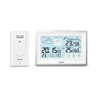 Hama Weather station "Bahamas", Black | With DCF radio signal, outdoor temperature & humidity display, weather forecast, alarm clock