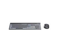 Hama WKM-750 Wireless Keyboard Mouse Set (Multi-Device 1x Radio, 2x Bluetooth for PC, Laptop, Tablet, Quiet Keyboard LED, Adjustable Typing Angle, FN-Lock, QWERTZ DE, Ergonomic Quiet Mouse) Black