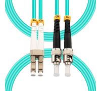 Hamadap LC to ST Multimode Duplex Fiber Patch Cable, OM3 Fiber Optic Cable | 10GB MM Duplex 50/125um/3.00mm, Turquoise, 3M/10ft, LSZH